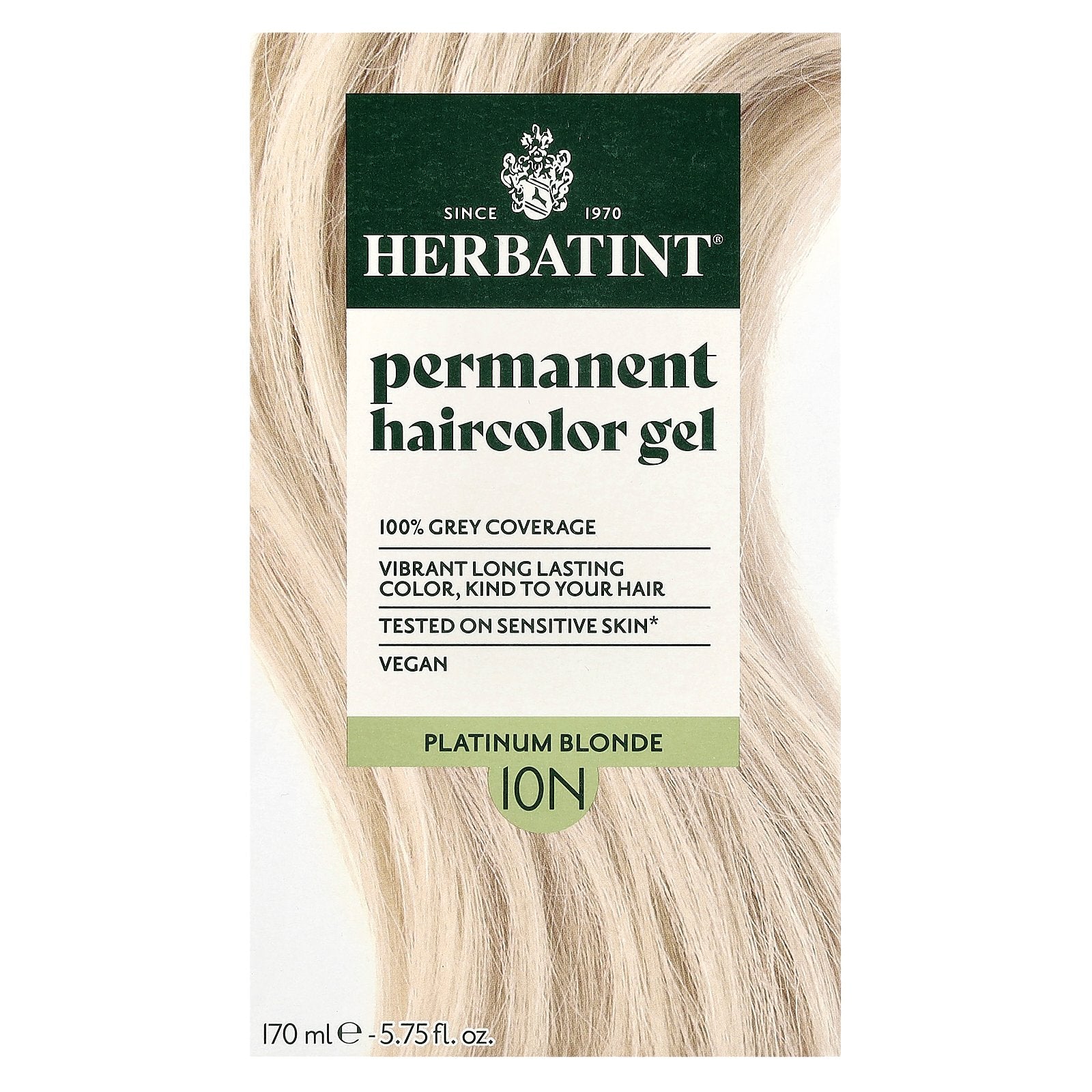Herbatint, Permanent Haircolor Gel, 10N Platinum Blonde, 5.75 fl oz (170 ml)