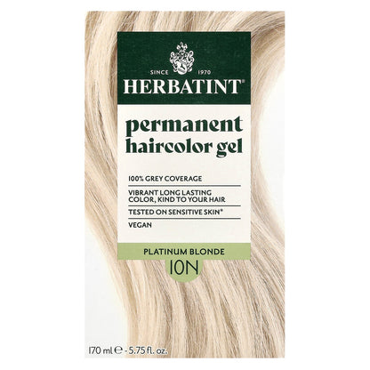 Herbatint, Permanent Haircolor Gel, 10N Platinum Blonde, 5.75 fl oz (170 ml)