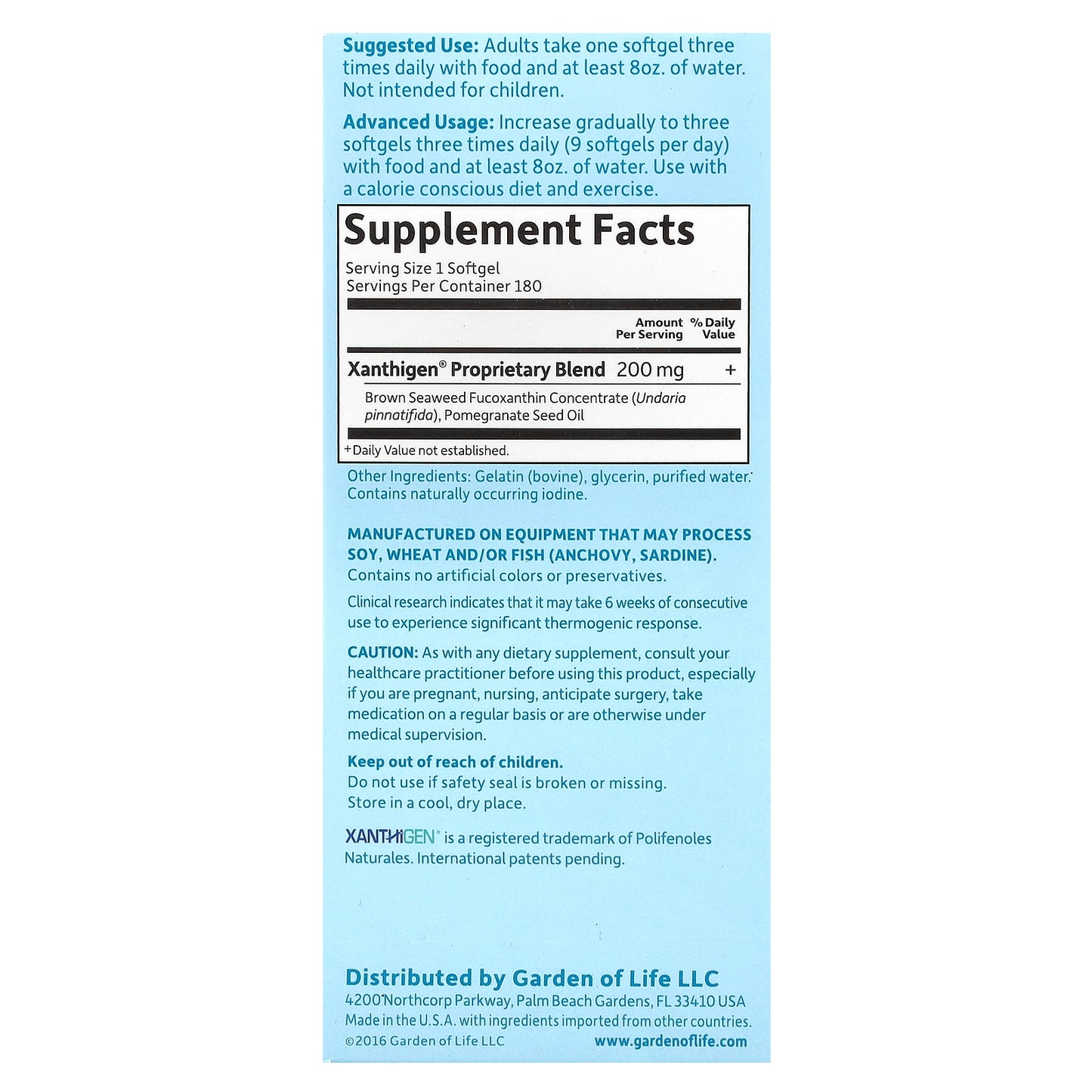 Garden of Life, FucoThin®, 180 Softgels