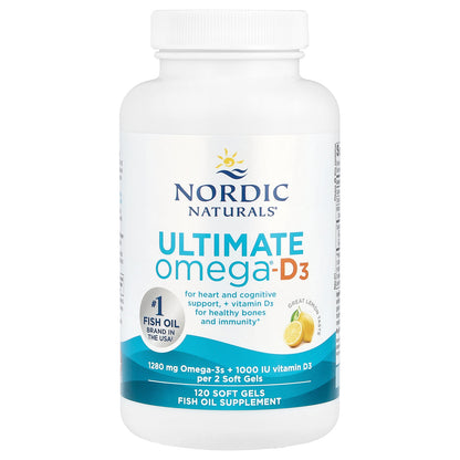 Nordic Naturals, Ultimate Omega®-D3, Lemon, 120 Soft Gels