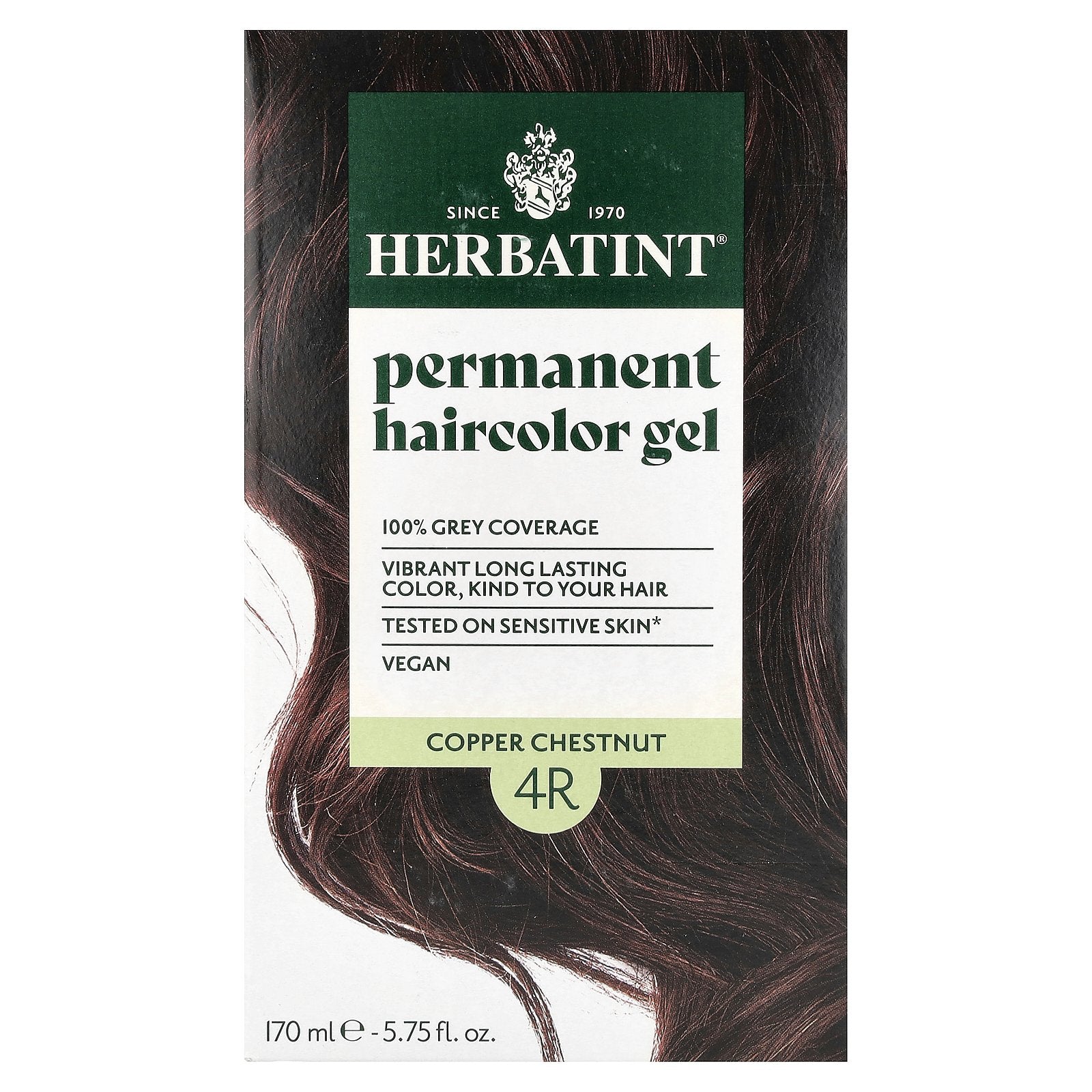 Herbatint, Permanent Haircolor Gel, 4R Copper Chestnut, 5.75 fl oz (170 ml)