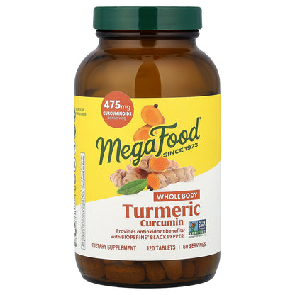 MegaFood, Turmeric Curcumin, Whole Body, 120 Tablets