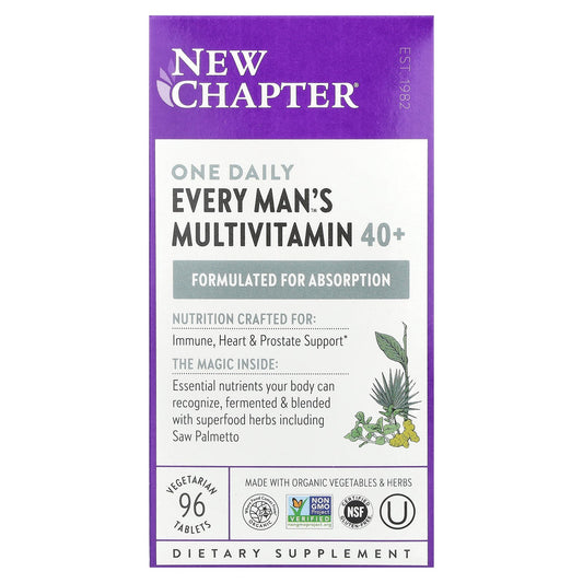 New Chapter, Every Man's One Daily 40+ Multivitamin, 96 Vegetarian Tablets