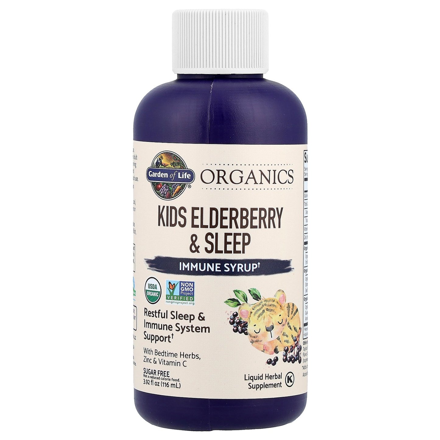 Garden of Life, Organics, Kids Elderberry & Sleep, Immune Syrup with Bedtime Herbs, Zinc & Vitamin C, 3.92 fl oz (116 ml)