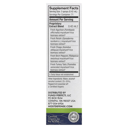 Host Defense, Mushrooms, MycoShield® Spray, Peppermint, 1 fl oz (30 ml)