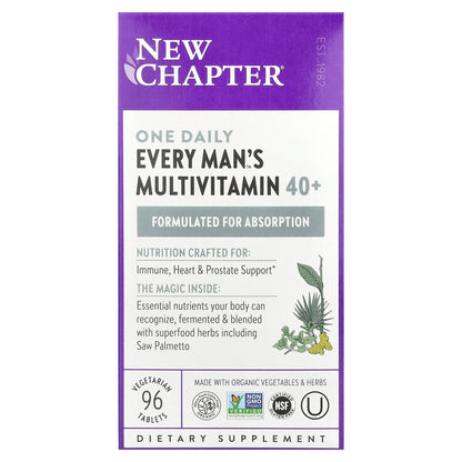New Chapter, One Daily Every Man's™  Multivitamin 40+, 96 Vegetarian Tablets