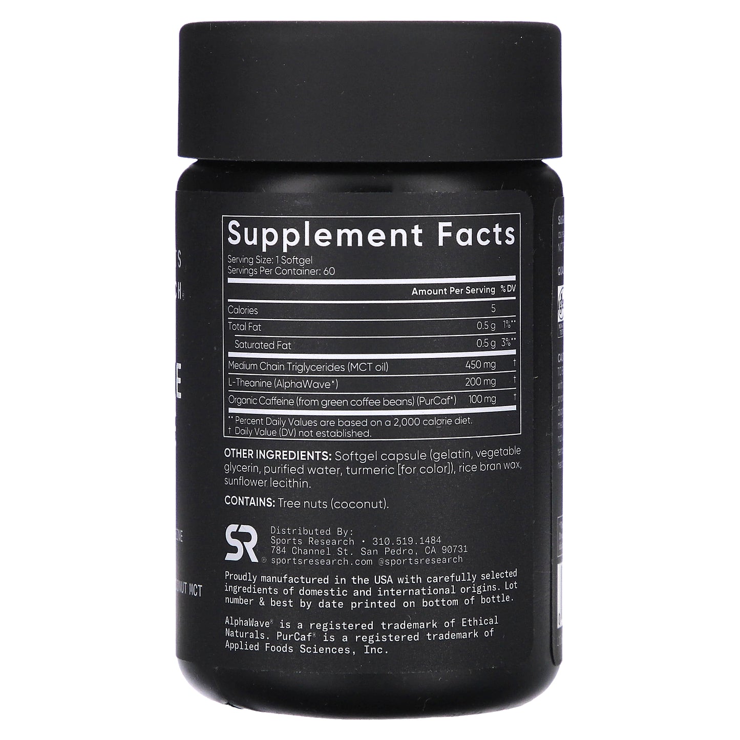 Sports Research, L-Theanine & Caffeine, 2-in-1 Formula, 60 Softgels