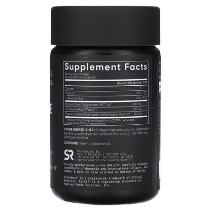 Sports Research, L-Theanine & Caffeine, 2-in-1 Formula, 60 Softgels