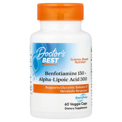 Doctor's Best, Benfotiamine 150 + Alpha-Lipoic Acid 300, 60 Veggie Caps