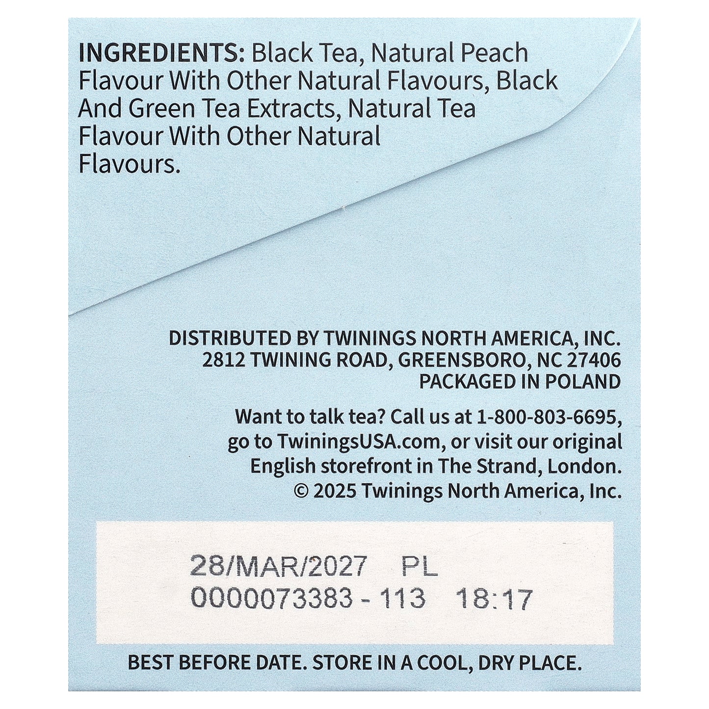 Twinings, Cold Brewed Iced Tea, Black Tea, Peach, Unsweetened, 20 Tea Bags, 1.41 oz (40 g)