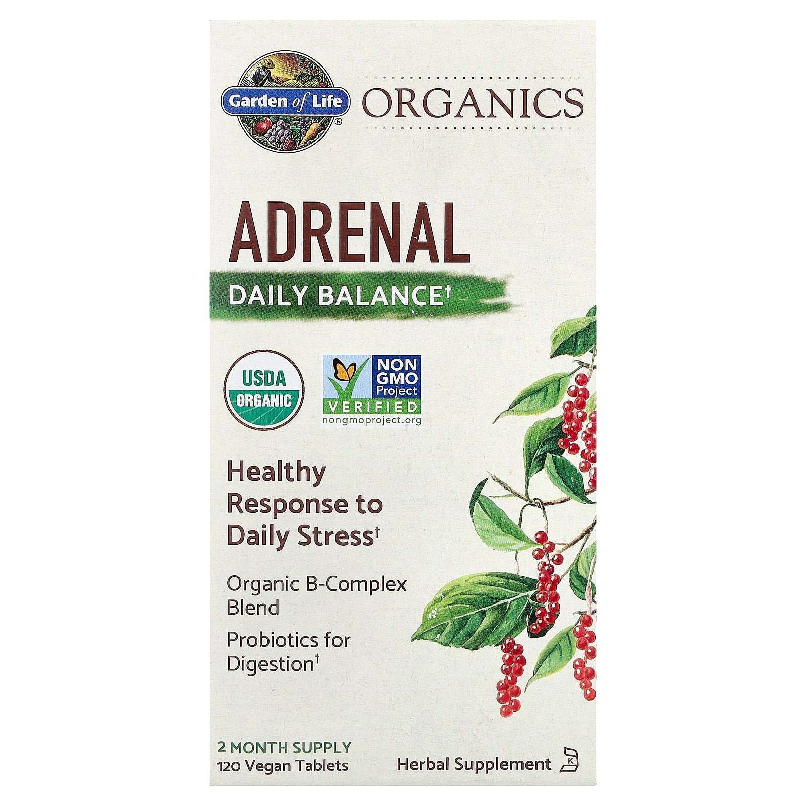 Garden of Life, Organics, Adrenal, Daily Balance, 120 Vegan Tablets