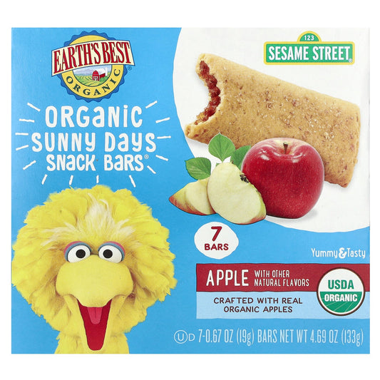 Earth's Best, Organic Sunny Days Snack Bars®, 2 Years and Up, Apple, 7 Bars, 0.67 oz (19 g) Each