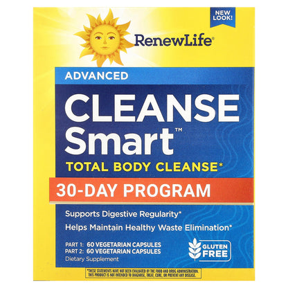 Renew Life, Cleanse Smart™ Total Body Cleanse, 2 Bottles, 60 Vegetarian Capsules Each