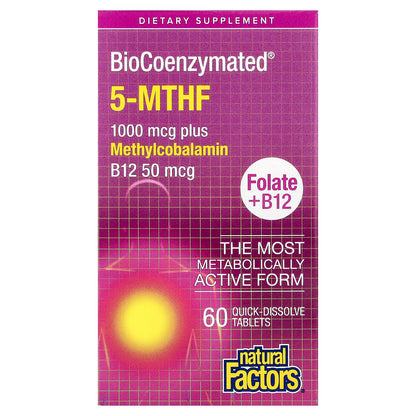 Natural Factors, BioCoenzymated®, Folate + B12, 60 Quick-Dissolve Tablets