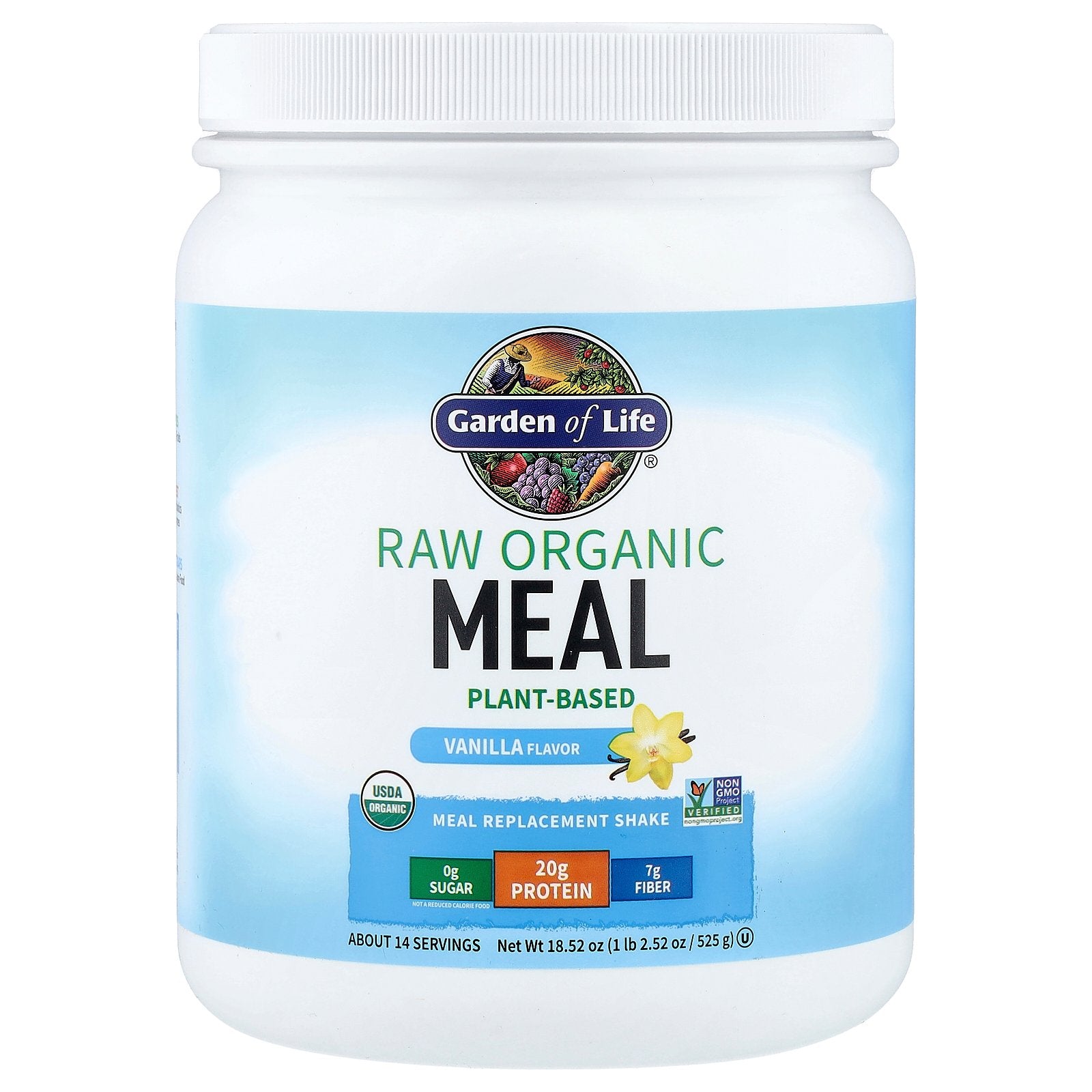 Garden of Life, RAW Organic Meal Replacement Shake, Vanilla, 18.52 oz (525 g)