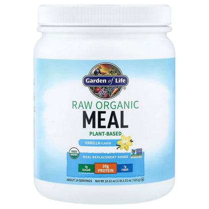 Garden of Life, RAW Organic Meal Replacement Shake, Vanilla, 18.52 oz (525 g)