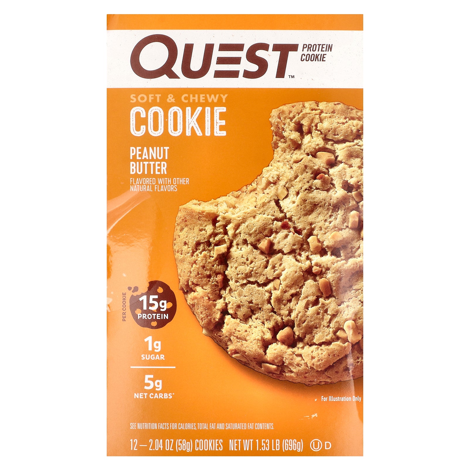 Quest Nutrition, Protein Cookie, Peanut Butter, 12 Cookies, 2.04 oz (58 g) Each