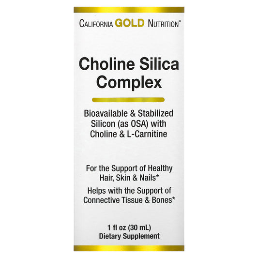 California Gold Nutrition, Choline Silica Complex, Bioavailable & Stabilized Silicon with Choline & L-Carnitine, 1 fl oz (30 ml)