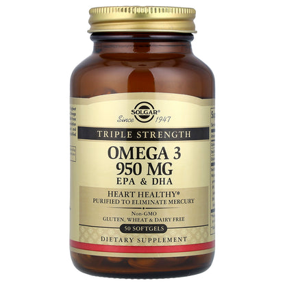 Solgar, Omega-3, EPA & DHA, Triple Strength, 950 mg, 50 Softgels