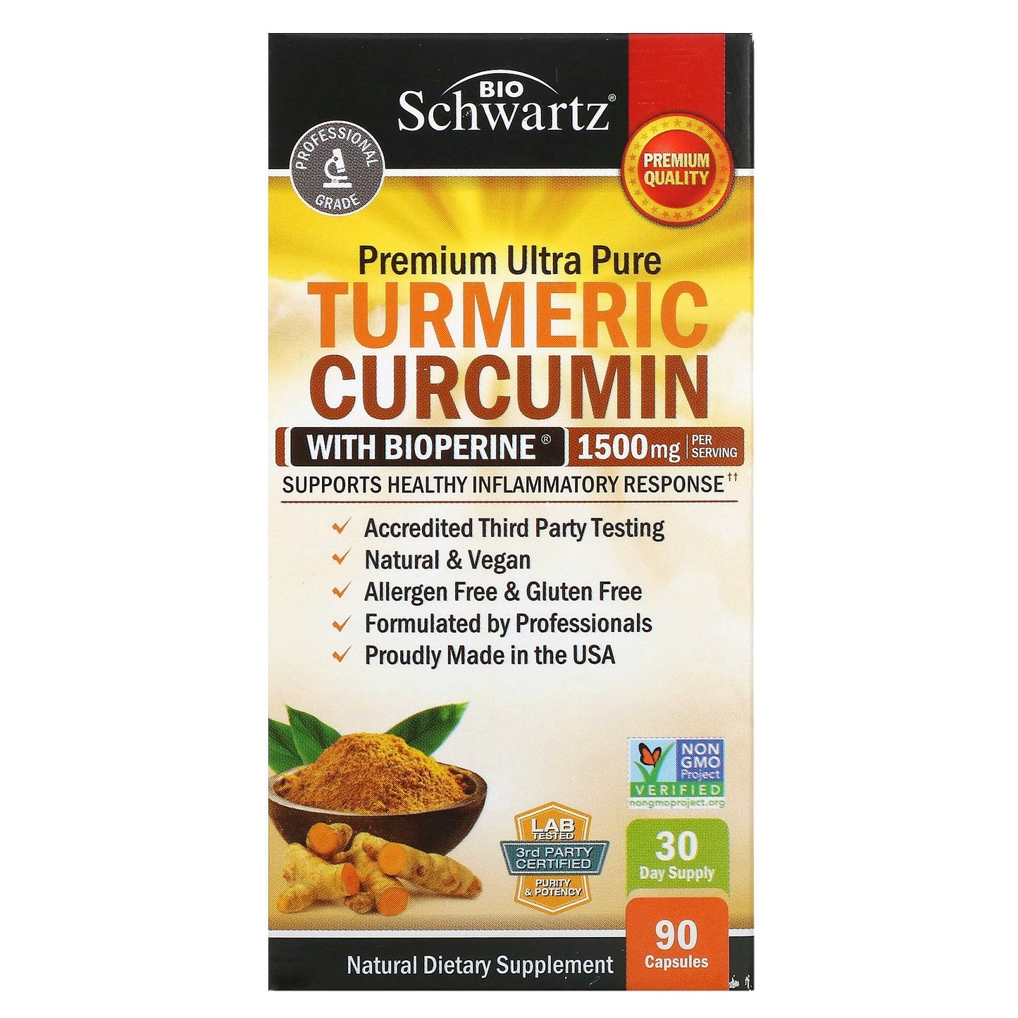 BioSchwartz, Turmeric Curcumin with Bioperine, 1,500 mg, 90 Capsules (500 mg per Capsule)