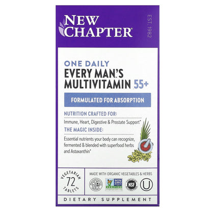 New Chapter, Every Man's One Daily 55+ Multivitamin, 72 Vegetarian Tablets