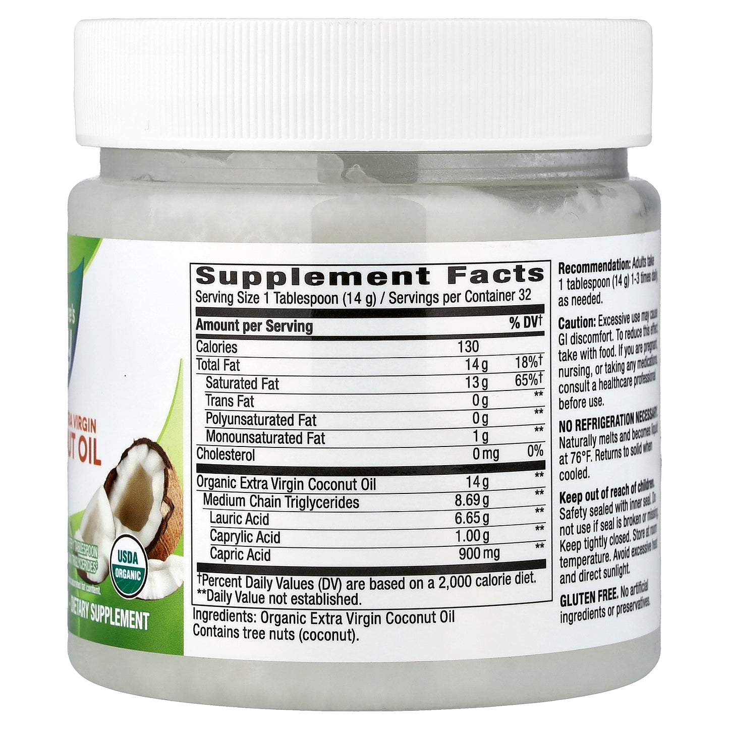 Nature's Way, Organic Extra Virgin Coconut Oil, 16 oz (453 g)