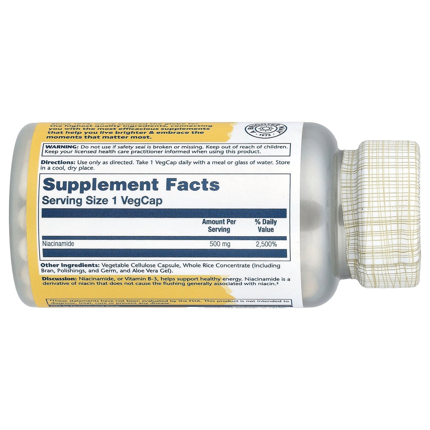 Solaray, Niacinamide, 500 mg, 100 VegCaps