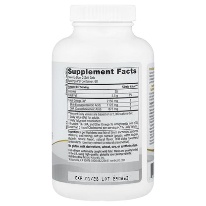 Nordic Naturals, ProOmega® 2000, Lemon, 120 Soft Gels (1,075 mg per Soft Gel)