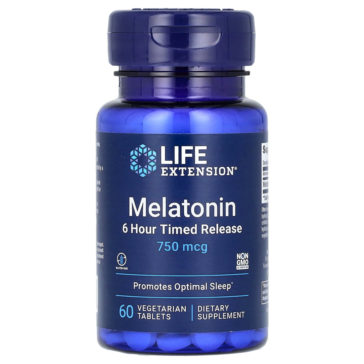 Life Extension, Melatonin, 6 Hour Timed Release, 750 mcg, 60 Vegetarian Tablets