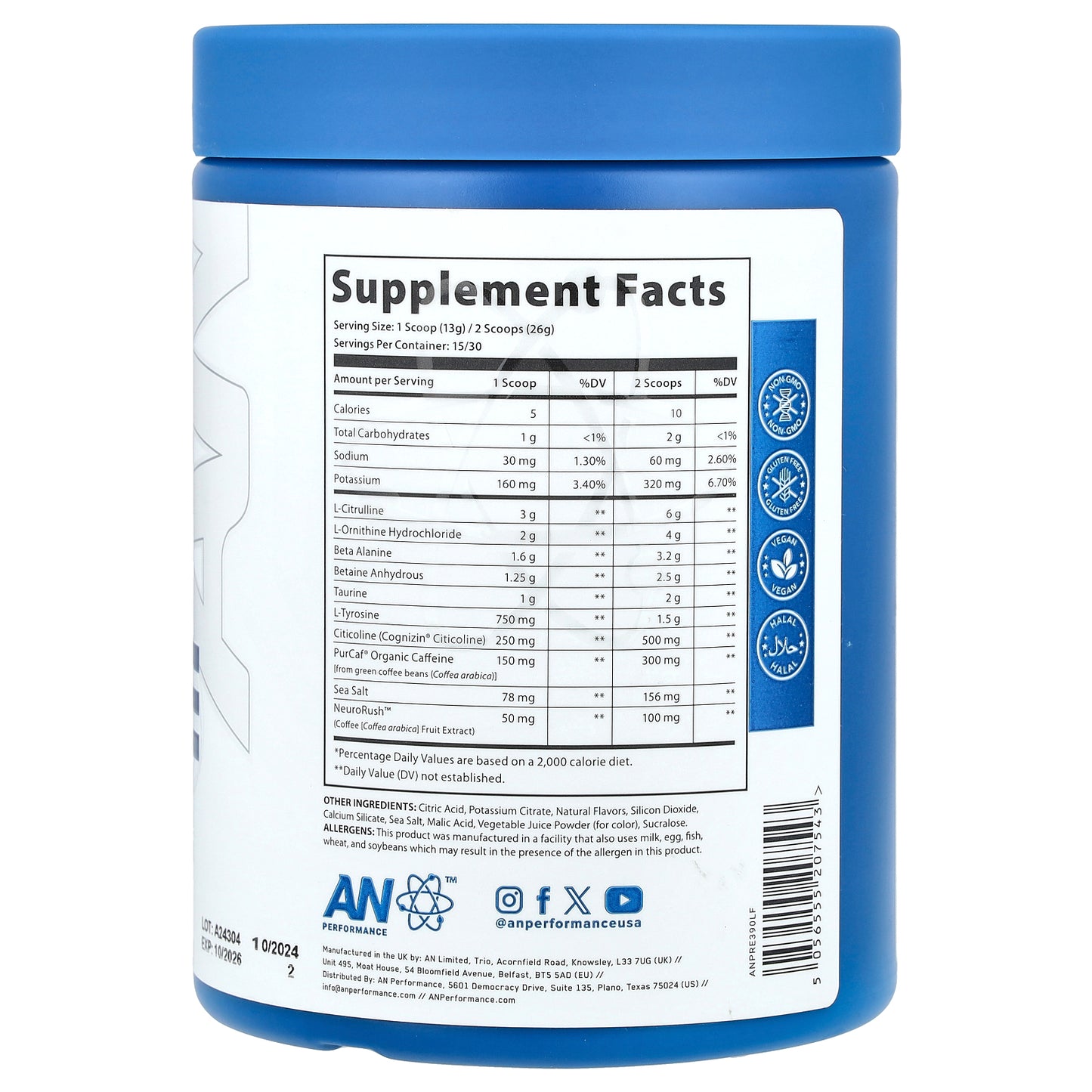 AN Supps, Pre-Workout, Lemon Freeze, 13.75 oz (390 g)