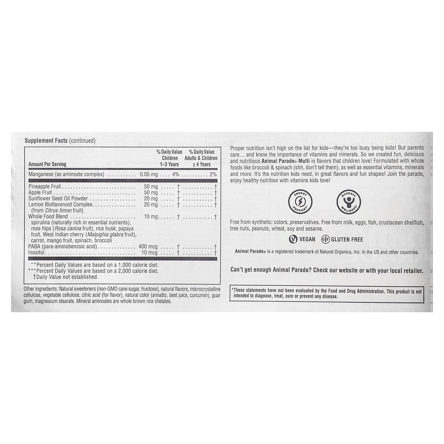 NaturesPlus, Animal Parade®, Multivitamin Children's Chewable Supplement, Orange, 180 Animal-Shaped Tablets