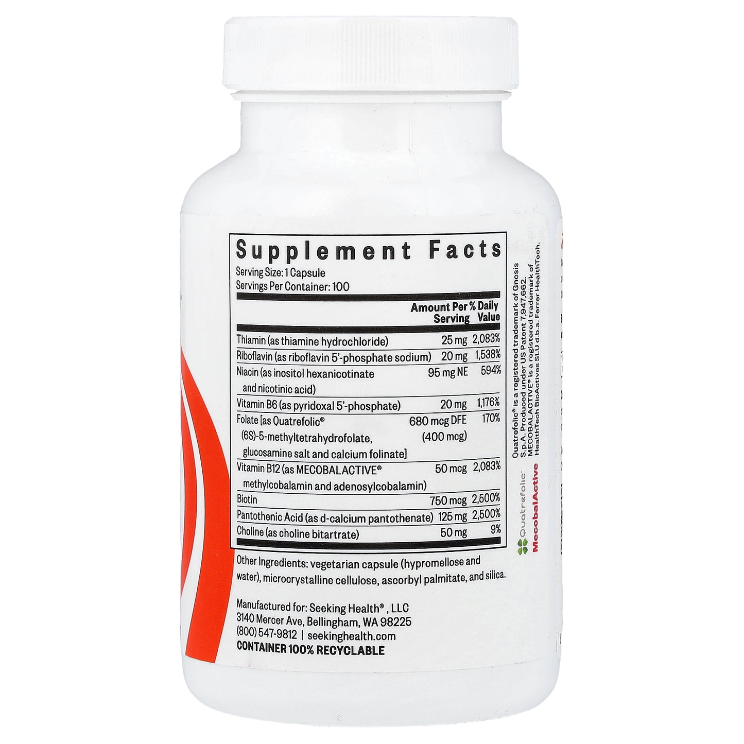 Seeking Health, B Complex Plus With Choline, 100 Capsules