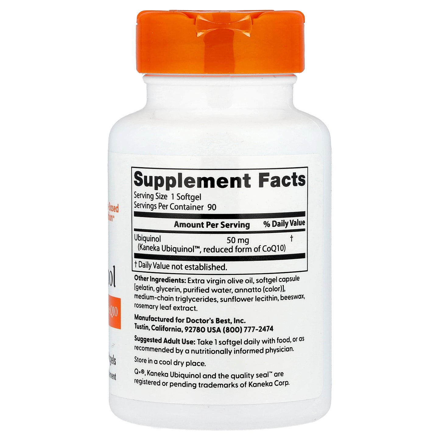 Doctor's Best, Ubiquinol with Kaneka Q+®, 50 mg, 90 Softgels
