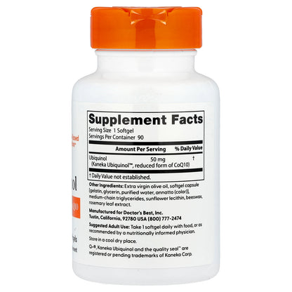 Doctor's Best, Ubiquinol with Kaneka Q+®, 50 mg, 90 Softgels