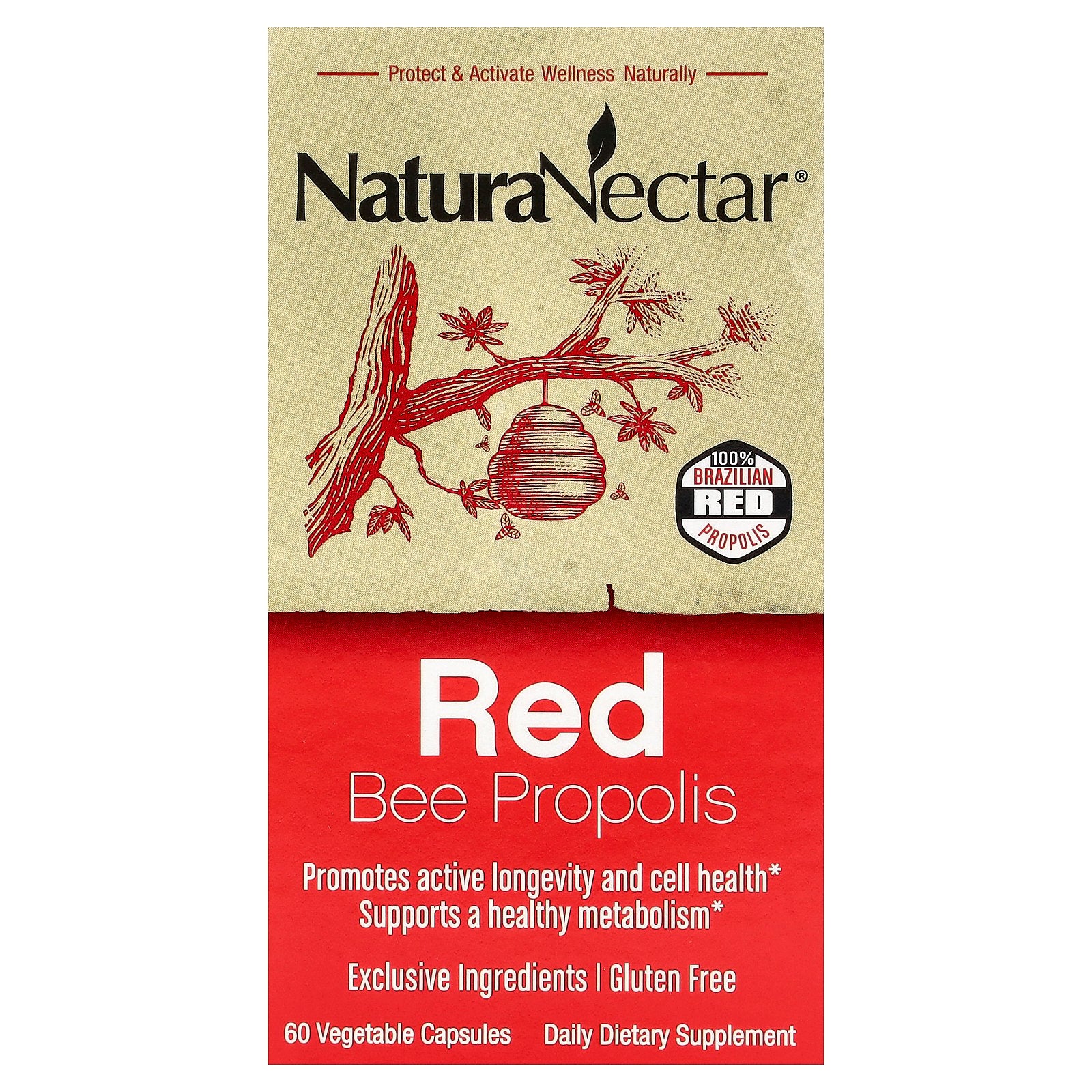 NaturaNectar, Red Bee Propolis, 60 Vegetable Capsules