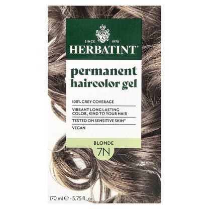 Herbatint, Permanent Haircolor Gel, 7N Blonde, 5.75 fl oz (170 ml)
