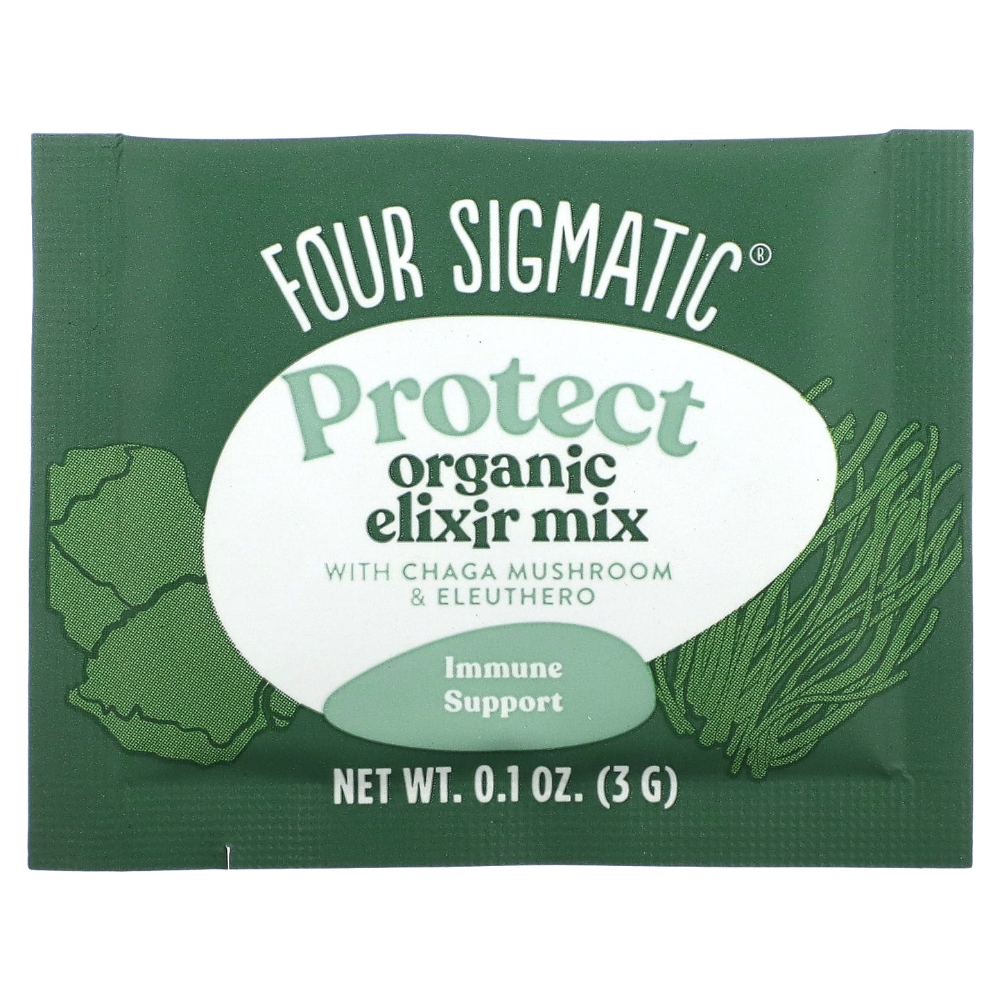 Four Sigmatic, Protect, Organic Elixir Mix With Chaga Mushroom & Eleuthero, Caffeine Free, 20 Packets, 0.1 oz (3 g) Each