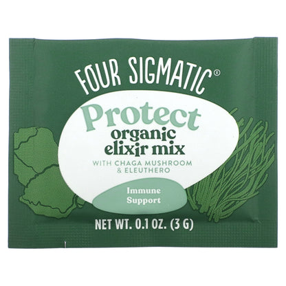 Four Sigmatic, Protect, Organic Elixir Mix With Chaga Mushroom & Eleuthero, Caffeine Free, 20 Packets, 0.1 oz (3 g) Each