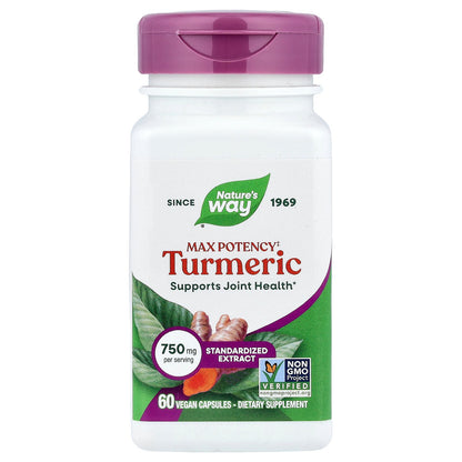 Nature's Way, Turmeric, Max Potency, 750 mg, 60 Vegan Capsules