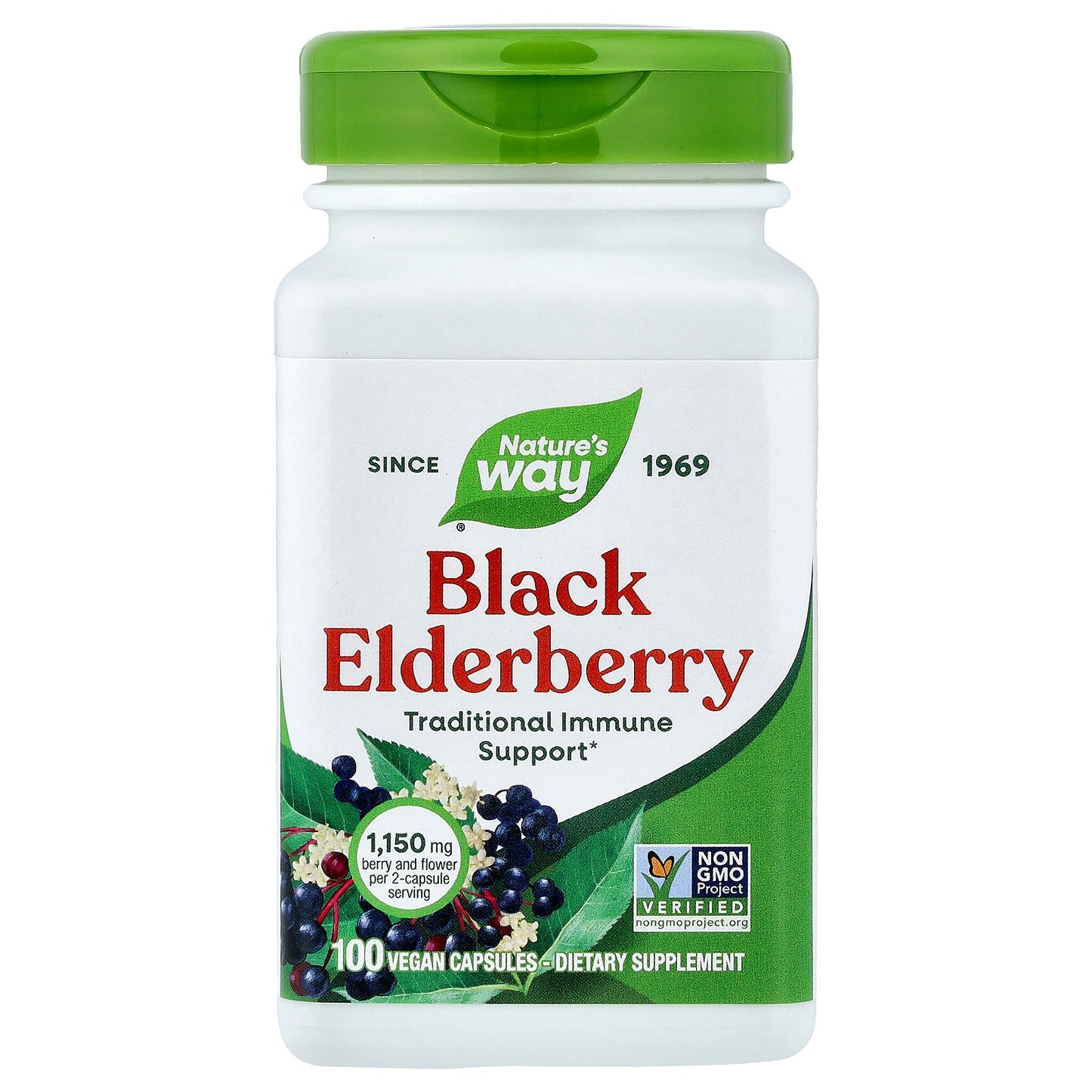 Nature's Way, Black Elderberry, 100 Vegan Capsules (575 mg per Capsule)