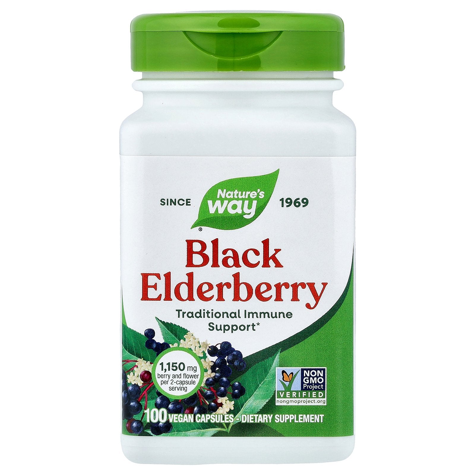 Nature's Way, Black Elderberry, 100 Vegan Capsules (575 mg per Capsule)