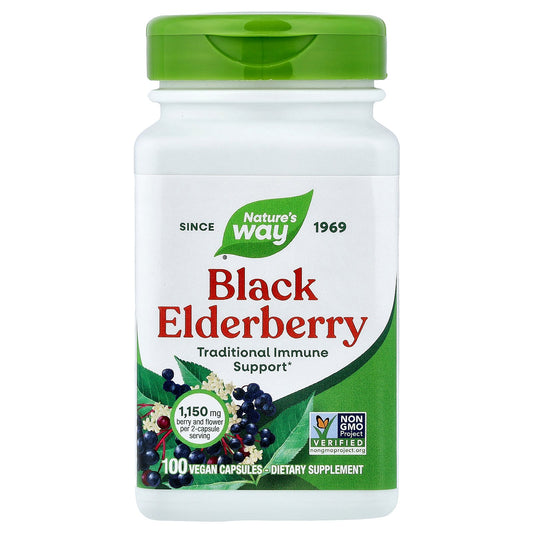 Nature's Way, Black Elderberry, 100 Vegan Capsules (575 mg per Capsule)