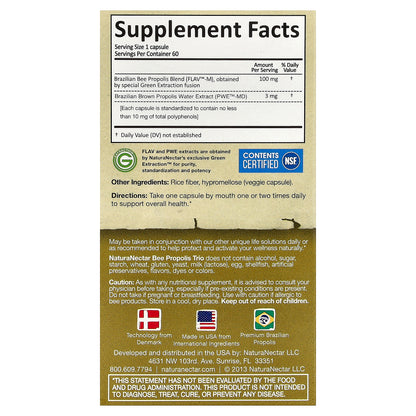 NaturaNectar, Bee Propolis Trio™, 60 Vegetable Capsules