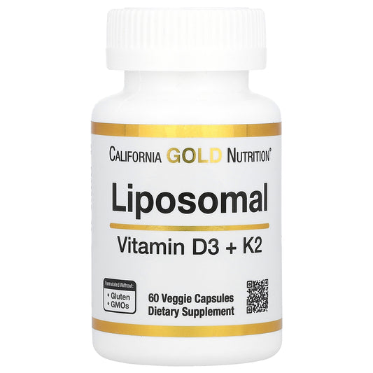 California Gold Nutrition, Liposomal Vitamin K2+ D3, 60 Veggie Capsules