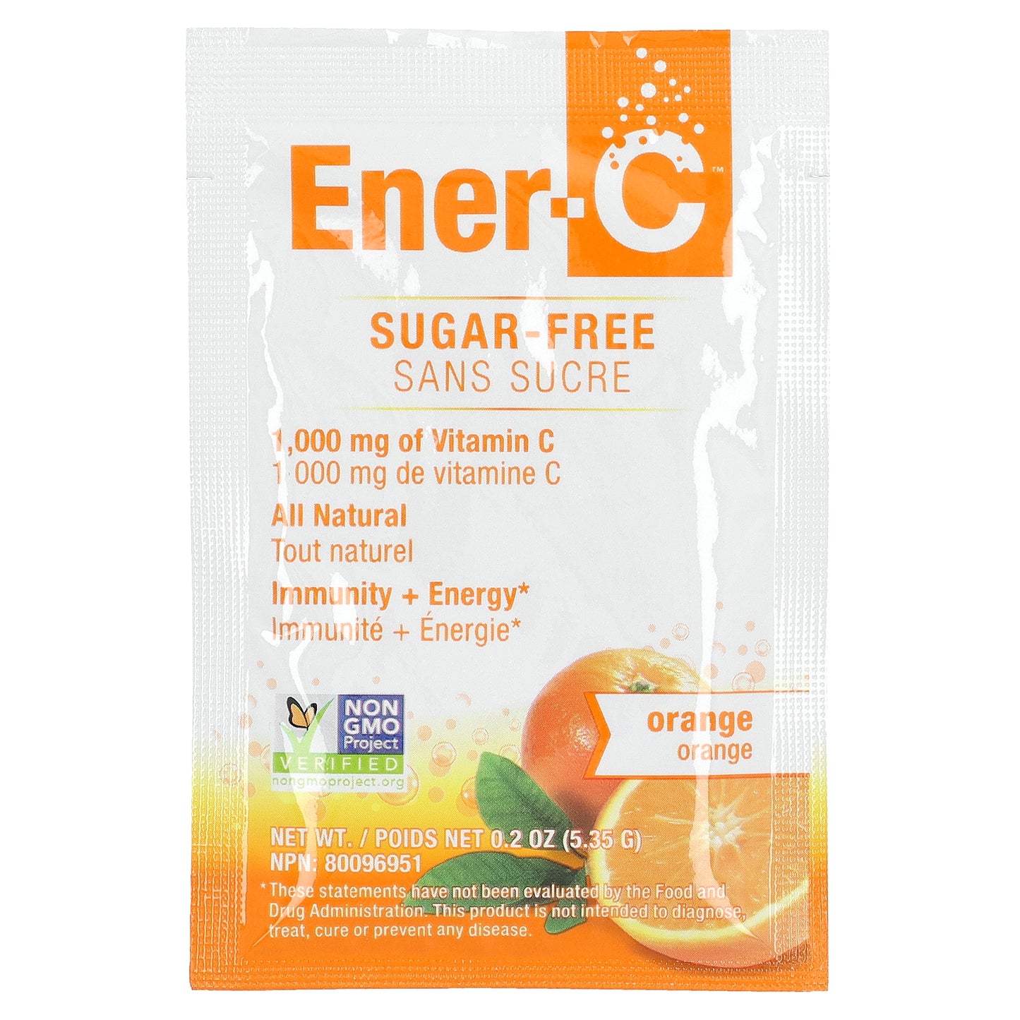 Ener-C, Bubbly Multivitamin Drink Mix, Sugar Free, Orange, 1,000 mg, 30 Packets, 0.2 oz (5.35 g) Each