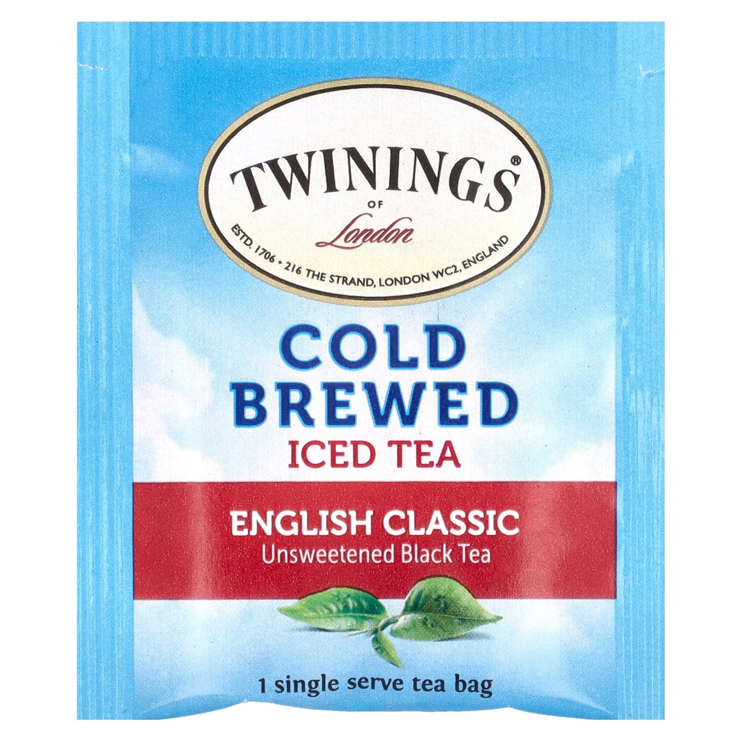 Twinings, Cold Brewed Iced Tea, Unsweetened Black Tea, English Classic, 20 Single Serve Tea Bags, 1.41 oz (40 g)