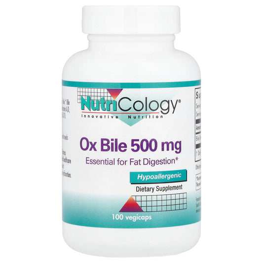 Nutricology, Ox Bile, 500 mg, 100 Vegicaps