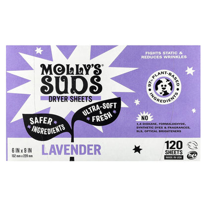 Molly's Suds, Dryer Sheets, Lavender, 120 Sheets