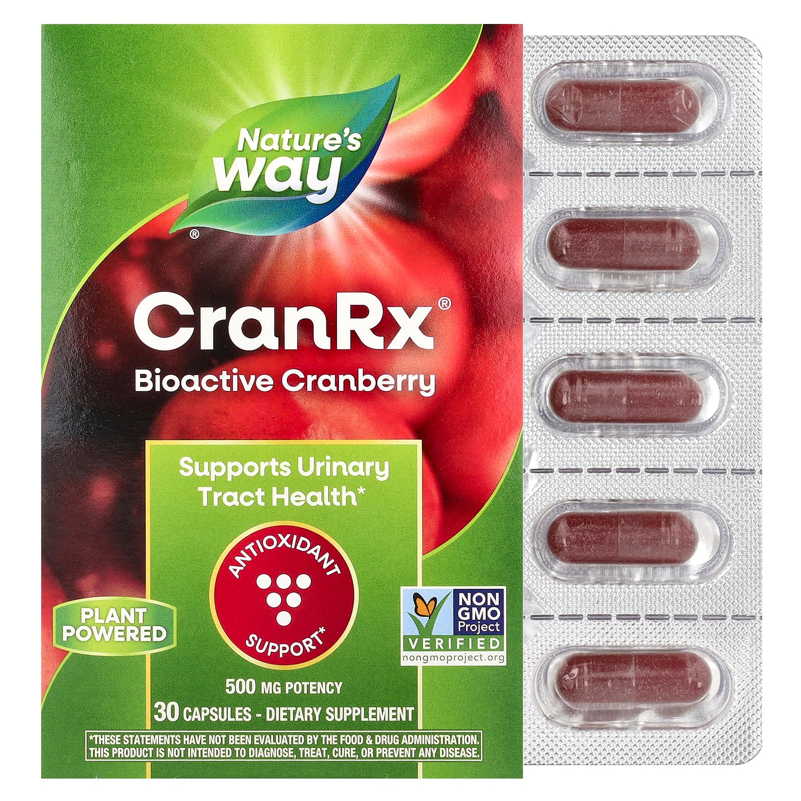 Nature's Way, CranRx®, Bioactive Cranberry, 500 mg, 30 Capsules