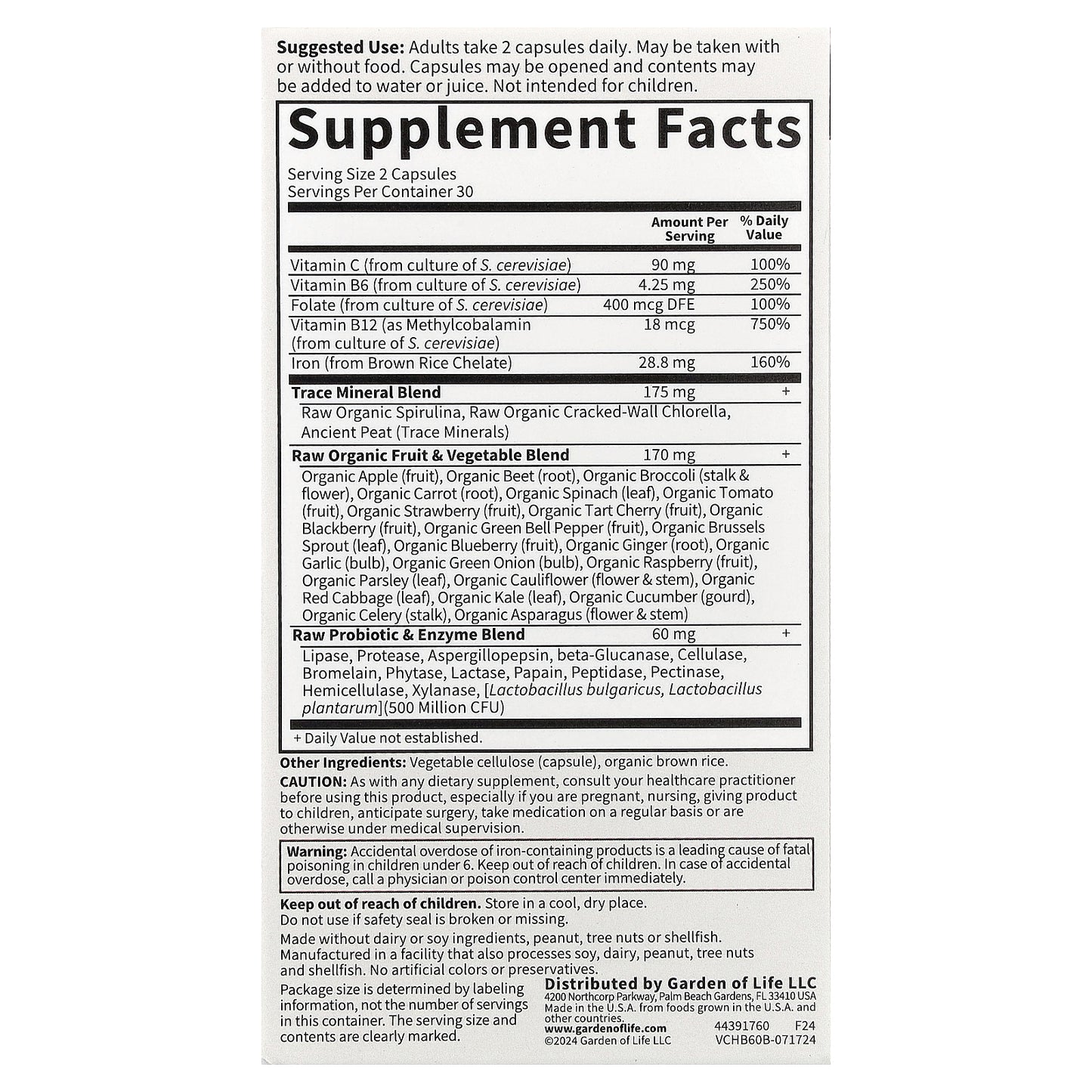 Garden of Life, Vitamin Code®, Healthy Blood™, 60 Vegan Capsules